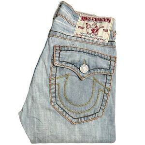 True Religion Y2K Orange Stitched Rainbow Joey Jeans